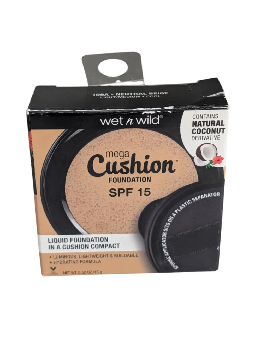 Wet N Wild Mega Cushion Liquid Foundation 109A Neutral Beige 12/2020 NOS 0.52oz